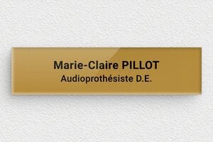 Plaque Audioprothésiste - plaquepro-job-audioprothesiste-002-1 - 100 x 25 mm - or-fonce-noir - glue - plaquepro-job-audioprothesiste-002-1