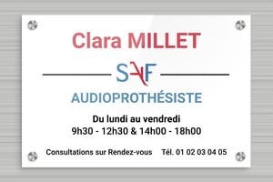 Plaque Audioprothésiste - plaquepro-job-audioprothesiste-quadri-002-3 - 300 x 200 mm - custom - screws-caps - plaquepro-job-audioprothesiste-quadri-002-3