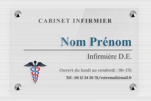 Plaque Infirmière - plaquepro-job-cabinet-infirmier-007-4 - 300 x 200 mm - transparent - screws-caps - plaquepro-job-cabinet-infirmier-007-4