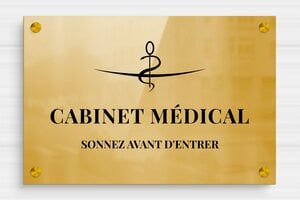 Plaque de porte laiton - Plaque pro cabinet médical en laiton - 300 x 200 mm - Laiton - poli - screws-spacer - plaquepro-job-cabinet-medical-004-4