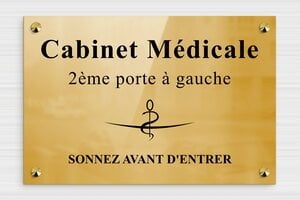 Plaque Professionnelle Laiton - plaquepro-job-cabinet-medical-005-46 - 300 x 200 mm - poli - screws-caps - plaquepro-job-cabinet-medical-005-46