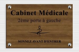 Plaque Professionnelle Bois - plaquepro-job-cabinet-medical-005-49 - 300 x 200 mm - noyer - screws-caps - plaquepro-job-cabinet-medical-005-49