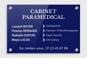 Plaque Cabinet - plaquepro-job-cabinet-paramedical-001-1 - 300 x 200 mm - bleu-blanc - screws-caps - plaquepro-job-cabinet-paramedical-001-1