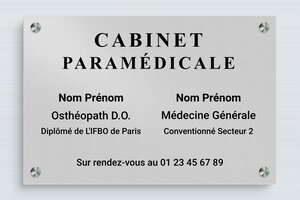 Plaque Professionnelle pour Cabinet - plaquepro-job-cabinet-paramedical-005-4 - 300 x 200 mm - anodise - screws-spacer - plaquepro-job-cabinet-paramedical-005-4