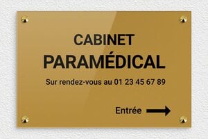 Plaque Professionnelle pour Cabinet - plaquepro-job-cabinet-paramedical-007-0 - 300 x 200 mm - or-fonce-noir - screws-caps - plaquepro-job-cabinet-paramedical-007-0