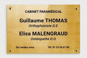 Plaque Professionnelle pour Cabinet - plaquepro-job-cabinet-paramedical-007-1 - 300 x 200 mm - poli - screws-caps - plaquepro-job-cabinet-paramedical-007-1