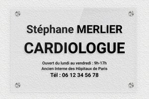 Plaque Cardiologue - plaquepro-job-cardiologue-001-0 - 300 x 200 mm - transparent - screws-caps - plaquepro-job-cardiologue-001-0