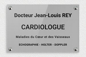 Plaque Cardiologue - plaquepro-job-cardiologue-003-0 - 300 x 200 mm - gris-noir - screws-caps - plaquepro-job-cardiologue-003-0