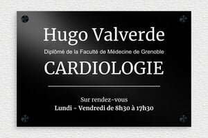Plaque Cardiologue - plaquepro-job-cardiologue-004-1 - 300 x 200 mm - noir - screws-caps - plaquepro-job-cardiologue-004-1