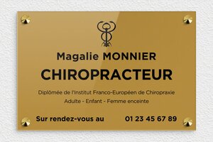 Plaque Professionnelle Chiropracteur - plaquepro-job-chiropracteur-002-0 - 300 x 200 mm - or-fonce-noir - screws-caps - plaquepro-job-chiropracteur-002-0