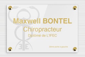 Plaque Professionnelle Chiropracteur - plaquepro-job-chiropracteur-quadri-002-3 - 300 x 200 mm - custom - screws-caps - plaquepro-job-chiropracteur-quadri-002-3