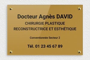 Plaque Chriurgien - plaquepro-job-chirurgien-004-0 - 300 x 200 mm - or-fonce-noir - screws-caps - plaquepro-job-chirurgien-004-0