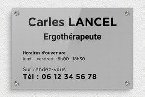 Plaque Professionnelle Ergothérapeute - plaquepro-job-ergotherapeute-001-4 - 300 x 200 mm - gris-noir - screws-spacer - plaquepro-job-ergotherapeute-001-4