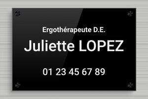 Plaque Professionnelle Ergothérapeute - plaquepro-job-ergotherapeute-004-1 - 300 x 200 mm - noir-blanc - screws-spacer - plaquepro-job-ergotherapeute-004-1