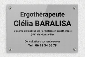 Plaque Professionnelle Ergothérapeute - plaquepro-job-ergotherapeute-004-4 - 300 x 200 mm - gris-noir - screws-caps - plaquepro-job-ergotherapeute-004-4