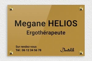 Plaque Professionnelle Ergothérapeute - plaquepro-job-ergotherapeute-005-4 - 300 x 200 mm - or-fonce-noir - screws-caps - plaquepro-job-ergotherapeute-005-4