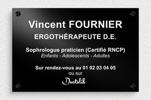 Plaque Professionnelle Ergothérapeute - plaquepro-job-ergotherapeute-009-1 - 300 x 200 mm - noir - screws-spacer - plaquepro-job-ergotherapeute-009-1