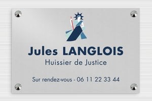 Plaque Huissier de Justice - plaquepro-job-huissier-001-3 - 300 x 200 mm - anodise - screws-caps - plaquepro-job-huissier-001-3