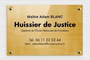 Plaque Huissier de Justice - plaquepro-job-huissier-002-3 - 300 x 200 mm - poli - screws-caps - plaquepro-job-huissier-002-3
