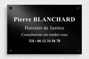 Plaque Huissier de Justice - plaquepro-job-huissier-003-4 - 300 x 200 mm - noir - screws-spacer - plaquepro-job-huissier-003-4