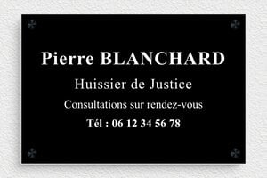 Plaque Professionnelle PVC - plaquepro-job-huissier-0031-4 - 300 x 200 mm - noir-blanc - screws-spacer - plaquepro-job-huissier-0031-4