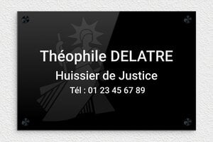 Plaque Huissier de Justice - plaquepro-job-huissier-004-1 - 300 x 200 mm - custom - screws-caps - plaquepro-job-huissier-004-1
