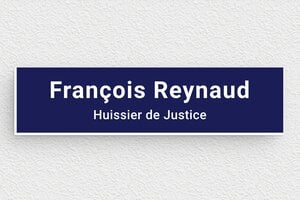 Plaque Huissier de Justice - plaquepro-job-huissier-005-1 - 100 x 25 mm - bleu-marine-blanc - glue - plaquepro-job-huissier-005-1