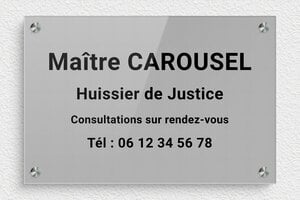 Plaque Huissier de Justice - plaquepro-job-huissier-007-1 - 300 x 200 mm - gris-noir - screws-spacer - plaquepro-job-huissier-007-1
