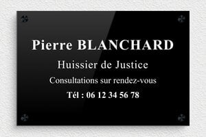 Plaque Professionnelle Plexiglass - plaquepro-job-huissier-1003-4 - 300 x 200 mm - custom - screws-spacer - plaquepro-job-huissier-1003-4