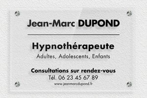 Plaque Hypnothérapeute - plaquepro-job-hypnotherapeute-quadri-003-3 - 300 x 200 mm - transparent - screws-spacer - plaquepro-job-hypnotherapeute-quadri-003-3