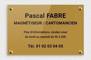 Plaque Magnétiseur - plaquepro-job-magnetiseur-005-0 - 300 x 200 mm - or-fonce-noir - screws-caps - plaquepro-job-magnetiseur-005-0