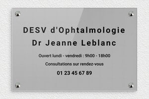 Plaque Ophtalmologue - plaquepro-job-ophtalmologie-008-1 - 300 x 200 mm - gris-noir - screws-caps - plaquepro-job-ophtalmologie-008-1