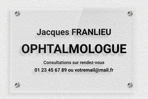 Plaque Ophtalmologue - plaquepro-job-ophtalmologie-009-1 - 300 x 200 mm - transparent - screws-spacer - plaquepro-job-ophtalmologie-009-1