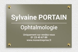 Plaque Ophtalmologue - plaquepro-job-ophtalmologie-012-4 - 300 x 200 mm - taupe - screws-caps - plaquepro-job-ophtalmologie-012-4