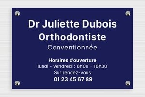 Plaque Professionnelle PVC - plaquepro-job-orthodontiste-001-4 - 300 x 200 mm - bleu-marine-blanc - screws-caps - plaquepro-job-orthodontiste-001-4