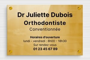 Plaque Professionnelle Laiton - plaquepro-job-orthodontiste-001-46 - 300 x 200 mm - poli - screws-spacer - plaquepro-job-orthodontiste-001-46