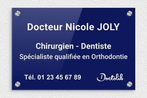 Plaque Chriurgien - plaquepro-job-orthodontiste-002-0 - 300 x 200 mm - bleu-blanc - screws-caps - plaquepro-job-orthodontiste-002-0