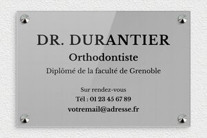 Plaque Orthondontiste - plaquepro-job-orthodontiste-004-4 - 300 x 200 mm - gris-noir - screws-caps - plaquepro-job-orthodontiste-004-4