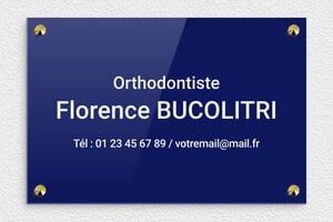 Plaque Orthondontiste - plaquepro-job-orthodontiste-005-4 - 300 x 200 mm - bleu-blanc - screws-caps - plaquepro-job-orthodontiste-005-4