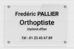 Plaque Orthoptiste - plaquepro-job-orthoptiste-001-4 - 300 x 200 mm - transparent - screws-spacer - plaquepro-job-orthoptiste-001-4