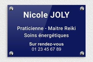 Plaque Praticien - plaquepro-job-praticien-002-0 - 300 x 200 mm - bleu-blanc - screws-caps - plaquepro-job-praticien-002-0