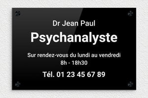 Plaque Psychanalyste - plaquepro-job-psychanalyste-001-1 - 300 x 200 mm - noir-blanc - screws-caps - plaquepro-job-psychanalyste-001-1