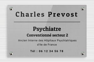 Plaque psychiatre - plaquepro-job-psychiatre-004-4 - 300 x 200 mm - gris-noir - screws-caps - plaquepro-job-psychiatre-004-4