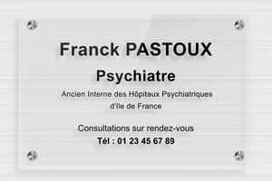 Plaque psychiatre - plaquepro-job-psychiatre-010-4 - 300 x 200 mm - transparent - screws-spacer - plaquepro-job-psychiatre-010-4