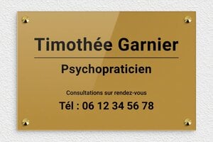Plaque Psychomotricien - plaquepro-job-psychopraticien-005-4 - 300 x 200 mm - or-fonce-noir - screws-caps - plaquepro-job-psychopraticien-005-4