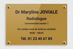 Plaque Professionnelle Radiologue - plaquepro-job-radiologue-001-1 - 300 x 200 mm - or-fonce-noir - screws-caps - plaquepro-job-radiologue-001-1