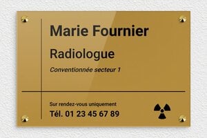 Plaque Professionnelle Radiologue - plaquepro-job-radiologue-002-4 - 300 x 200 mm - or-fonce-noir - screws-caps - plaquepro-job-radiologue-002-4