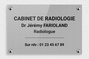 Plaque Professionnelle Radiologue - plaquepro-job-radiologue-006-4 - 300 x 200 mm - gris-noir - screws-caps - plaquepro-job-radiologue-006-4