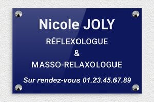 Plaque Professionnelle Réflexologue - plaquepro-job-reflexologue-001-0 - 300 x 200 mm - bleu-blanc - screws-caps - plaquepro-job-reflexologue-001-0