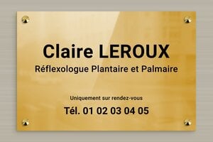 Plaque Professionnelle Réflexologue - plaquepro-job-reflexologue-004-0 - 300 x 200 mm - poli - screws-caps - plaquepro-job-reflexologue-004-0